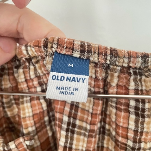 Old Navy Long Sleeve Split Neck Blouse brown plaid 100% cotton matching toddler - Picture 6 of 8